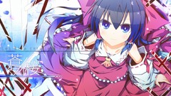 Dress Ribbons bows blue hair blue eyes hakurei reimu touhou 