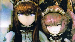 Dress Ribbons buildings belts outdoors pink hair smiling long 