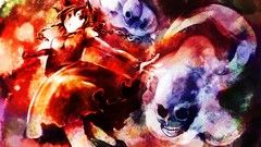 Dress skulls anime girls braids touhou nekomimi animal ears 