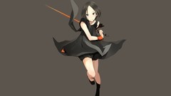 Dress Swords anime girls brown eyes fan art short hair black 