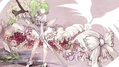 Dress Swords anime girls green eyes green hair