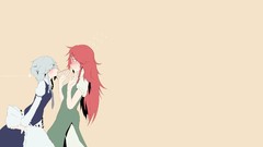 Dress tie blush blue hair long hair blue eyes closed eyes 