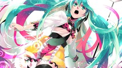 Dress tie pink hair long hair green eyes hatsune miku vocaloid 