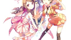 Dress tie white background blondes anime girls twintails Simple 