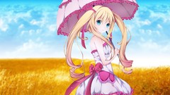 Dress Umbrellas blondes anime girls blue eyes twintails soft 