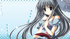 Dress Umbrellas blush long hair anime girls gray hair Korie 