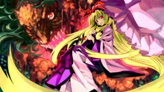 Dress Umbrellas hats blondes anime girls touhou yakumo yukari 