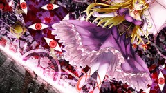 Dress Umbrellas hats blondes long hair touhou yakumo yukari 