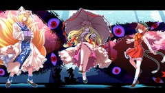 Dress Umbrellas red eyes blondes anime girls touhou nekomimi 