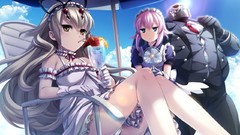 Dress Umbrellas tie white hair drinks gloves blondes pink hair 