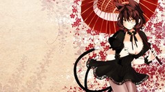 Dress Umbrellas touhou nekomimi animal ears cleavage chen