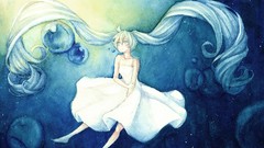 Dress underwater long hair hatsune miku vocaloid twintails