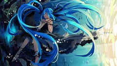 Dress underwater long hair hatsune miku vocaloid twintails