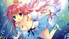 Dress underwater pink hair long hair anime girls blue eyes open 