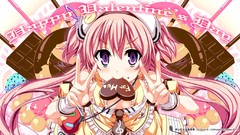 Dress valentine valentines day pink hair anime girls purple eyes