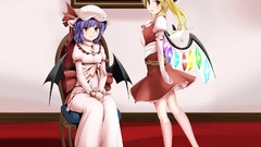 Dress vampire red eyes Ribbons anime girls remilia scarlet 