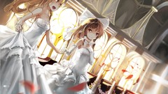 Dress wedding gloves anime girls hakurei reimu touhou kirisame 