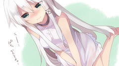 Dress wet white hair blush long hair anime girls green eyes 