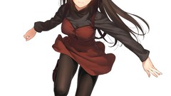 Dress white background anime girls brunettes pantyhose mahou 