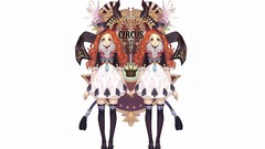 Dress white background anime girls orange hair Simple 