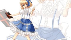 Dress white background blondes blue eyes short hair touhou 