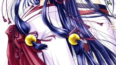 Dress white background blue hair long hair anime girls green 