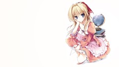 Dress white background globe Ribbons blondes long hair anime 