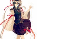 Dress white background hats Ribbons bows skirts anime girls 