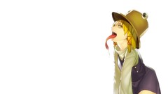 Dress white background hats tongue blondes anime girls short 