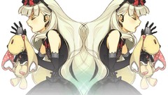 Dress white background hats white hair microphones long hair 