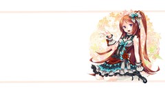 Dress white background long hair anime girls brunettes 