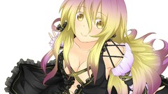 Dress white background navel blondes blush anime girls yellow 