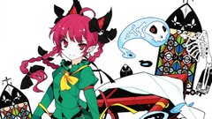 Dress white background stained glass Bones red eyes Ribbons 