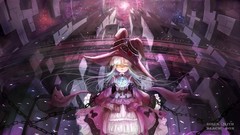 Dress white hair anime girls wink yellow eyes original 