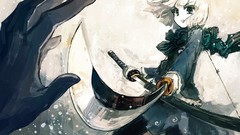 Dress white hair gloves Swords short hair