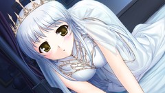Dress white hair long hair yellow eyes aiyoku no eustia game cg 