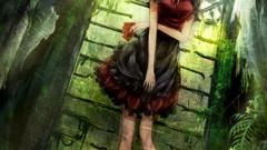 Dress white hair red eyes anime girls braids touhou izayoi 