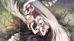 Dress white hair red eyes long hair anime girls fujiwara no 