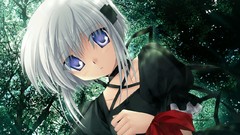 Dress white hair Ribbons anime girls short hair game cg purple 