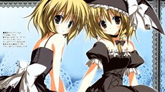 Dress witch Ribbons anime girls green eyes brown eyes witches 