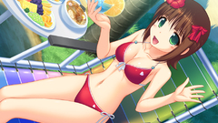 Drinks fruits green eyes brunettes amami haruka idolmaster 