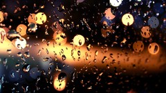 Drops rain bokeh window panes