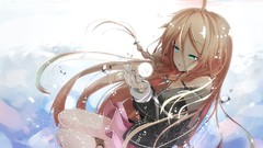 Drops shirts skirts pink hair long hair barefoot anime girls 