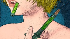 Drugs syringe pop art