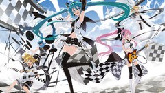 Drums pink hair hatsune miku vocaloid megurine luka kagamine 