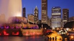 Dusk Chicago fountain cityscapes illinois