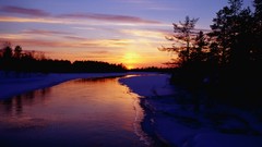 Dusk Frozen Finland rivers