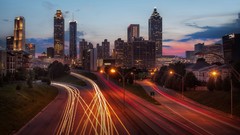 Dusk Skyscrapers cities atlanta long exposure