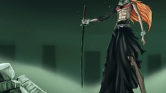 Dust Swords long hair bleach orange hair Hollow Ichigo Hueco 