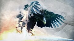 eagle Birds artwork paint splatter digital art Animals